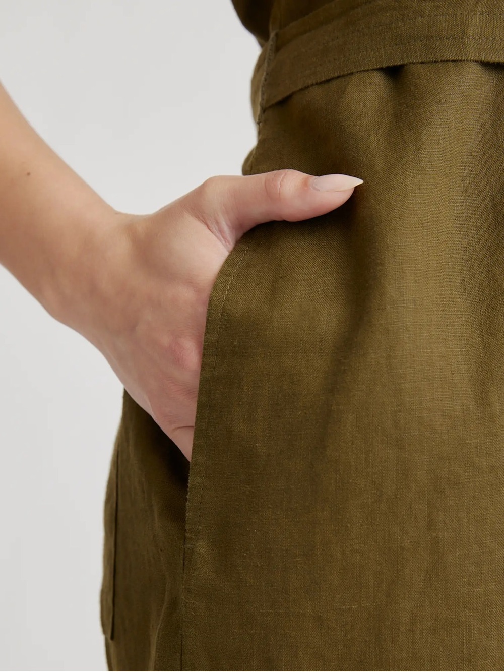 100% European Linen Square Neck Jumpsuit - Picture 4 of 11